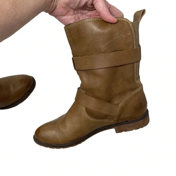 Montana Tan Moto Buckle Leather Boots size 7‎ 1/2 - Picture 6 of 11